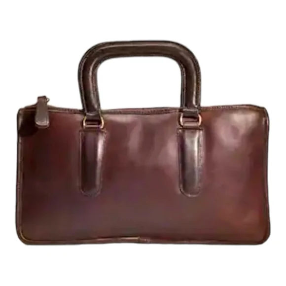 VINTAGE COACH NYC Bonnie Cashin Leather Satchel Slim Bag Mahogany Brown 60s 70s - Picture 1 of 16